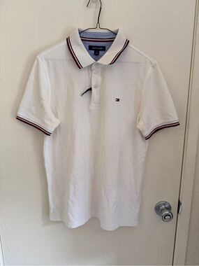 Tommy Hilfiger White Polo with Navy and Red Trim